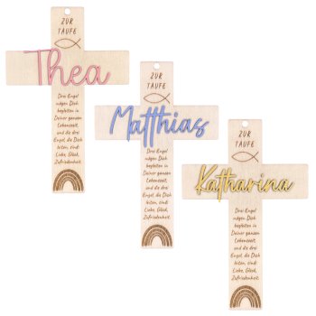 Kreuz zur Taufe personalisiert