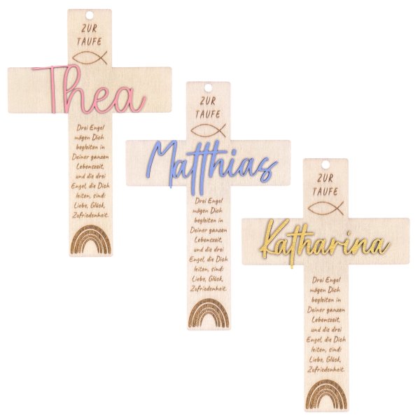 Kreuz zur Taufe personalisiert